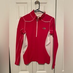 Hot pink and white north face 3 quarter zip
